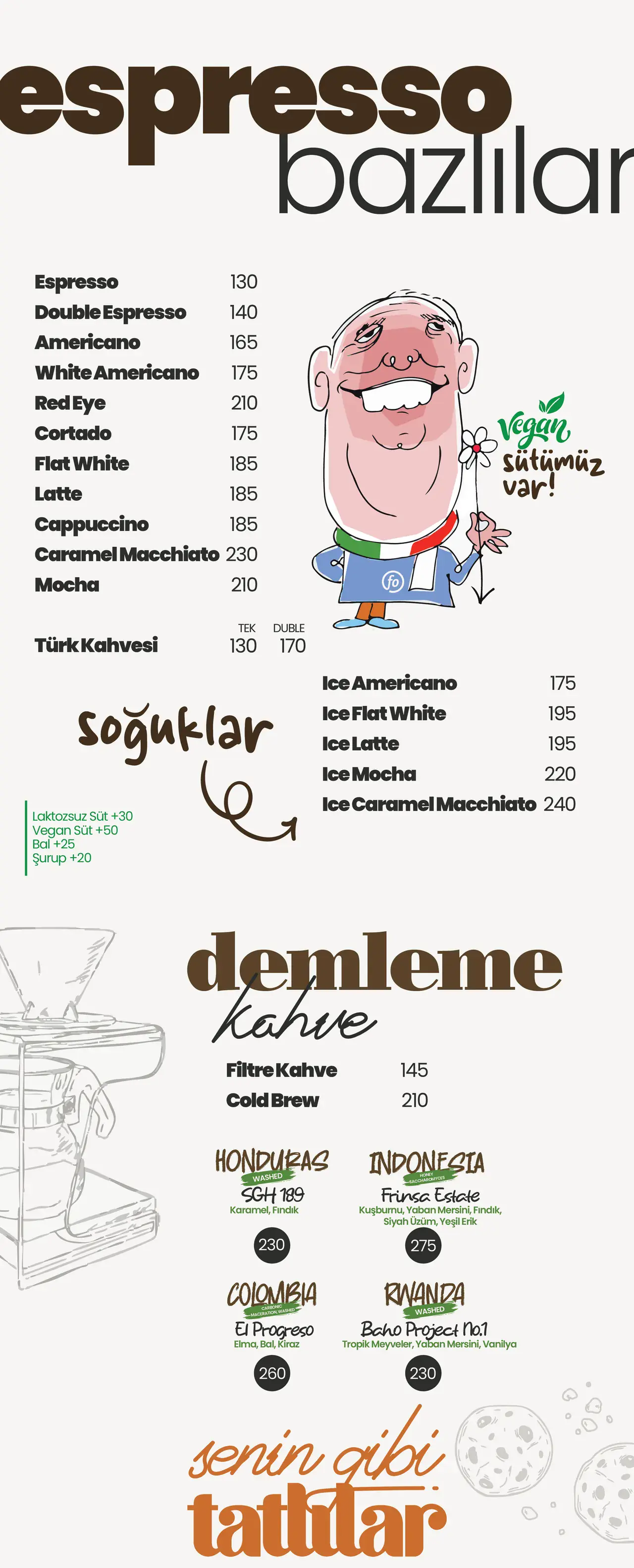 Dario Fo Eskişehir kafe menüsü, 12 mart 2026 — kahve, kokteyl, smoothie, çay ve tost listesi